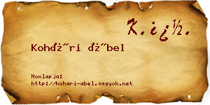 Kohári Ábel névjegykártya