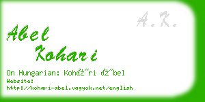 abel kohari business card